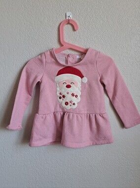 Tahari Girls Pink Sparkle Santa Clause Christmas Sweater Size 2T